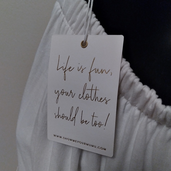 NWT SHOW ME YOUR MUMU Lovely White Linen Blend Tiered Ruffled Midi Dress, XS - Picture 10 of 11